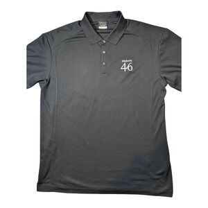 Maker’s 46 NIKE DRI-FIT Shirt Polo Mens XL Black Golf Logo Bourbon Performance